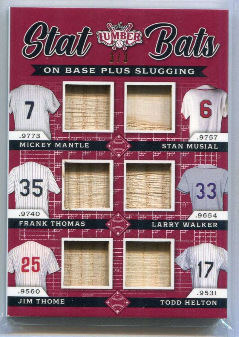 2022 Leaf Lumber Stat Bats Helton Thome Walker Thomas Musial Mantle 6 Bat 3/3