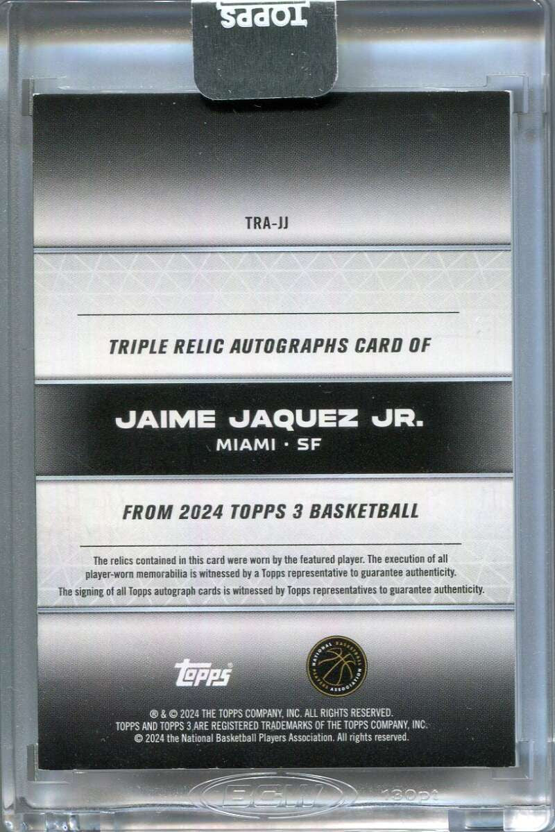2023-24 Topps 3 Autographs Prime Gold Jaime Jaquez Rookie Triple Patch Auto 5/10