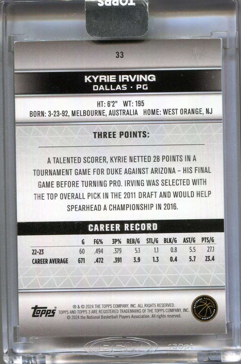 SOLD 165637 2023-24 Topps 3 Gold 33 Kyrie Irving 9/10