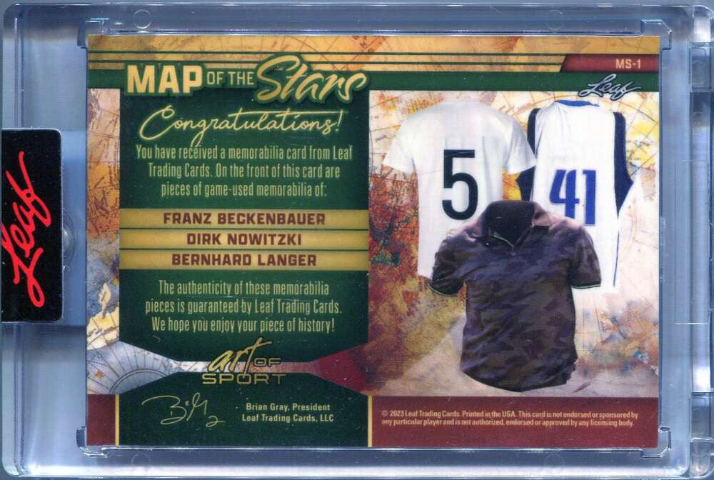 2023 Leaf Art of Sport Map the Stars Langer Beckenbauer Nowitzki Jersey 12/35