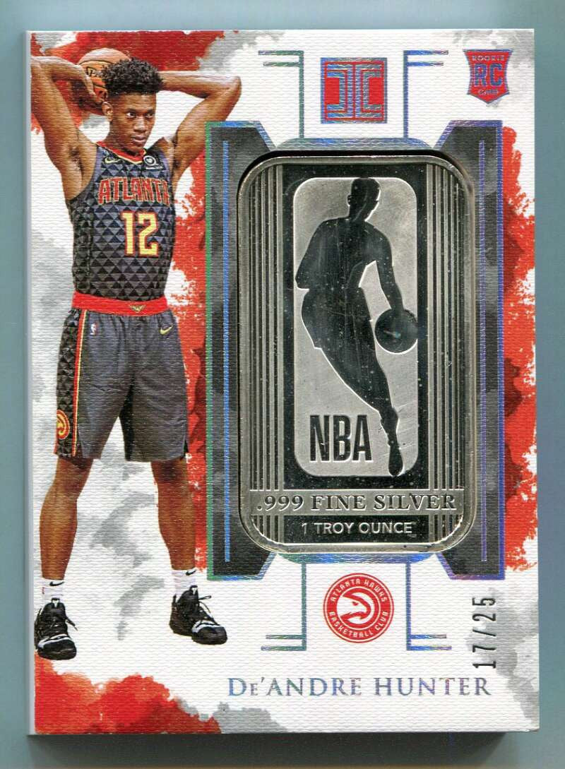 2019-20 Panini Impeccable NBA Logo 32 De'Andre Hunter RC Troy Ounce Silver 17/25