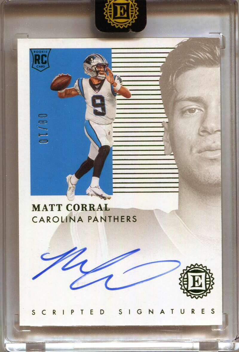 2022 Panini Encased Scripted Signatures Emerald 3 Matt Corral Rookie Auto 8/10