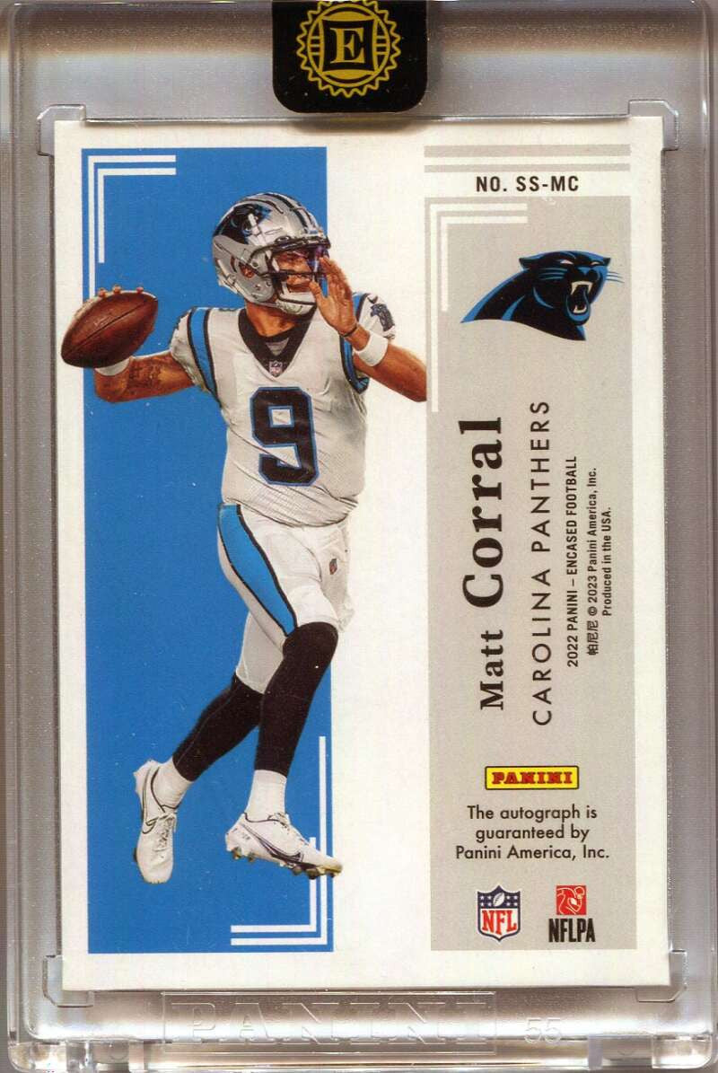 2022 Panini Encased Scripted Signatures Emerald 3 Matt Corral Rookie Auto 8/10