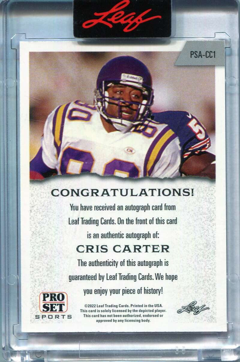 SOLD 165678 2022 Leaf Pro Set psacc1 Cris Carter Auto /50 SP