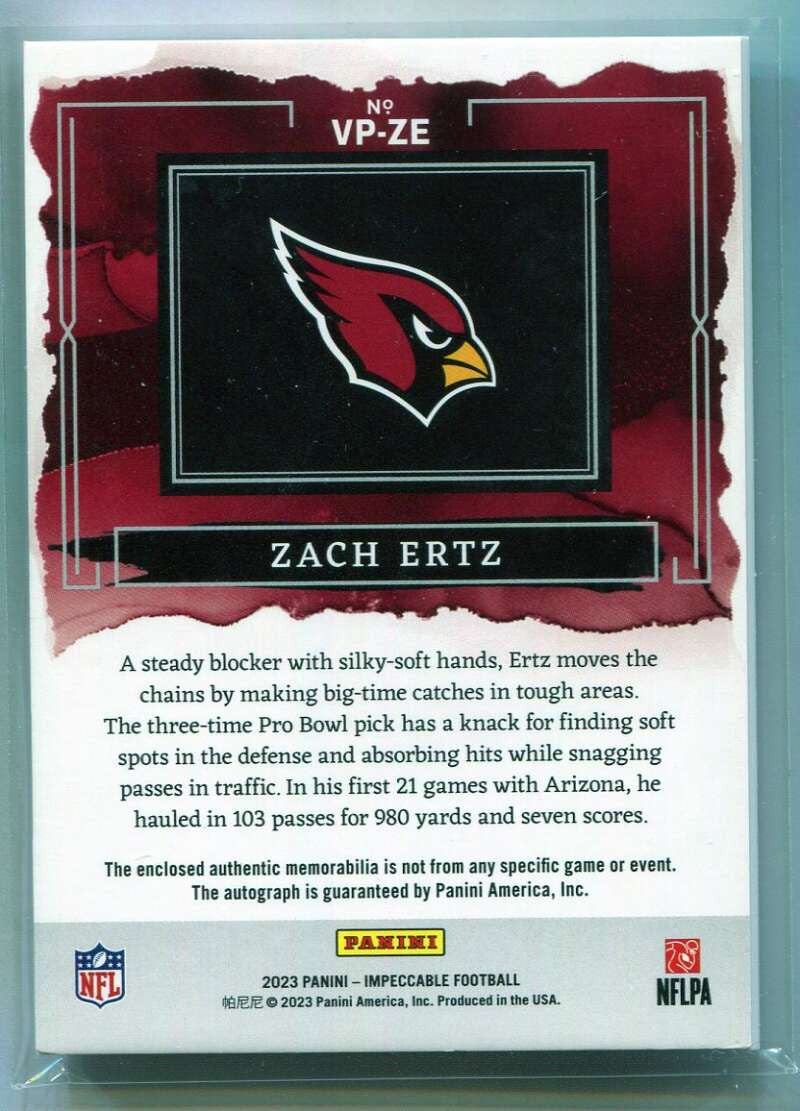 2023 Panini Impeccable Elegance Veteran Autographs 11 Zach Ertz Patch Auto 49/49