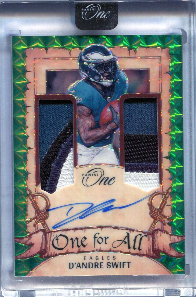 2023 Panini One For All Autographs Green 345 D'Andre Swift Dual Patch Auto 25/49