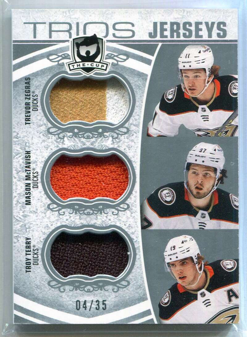 2022-23 The Cup Cup Trios Jerseys Troy Terry McTavish Zegras Triple Jersey 4/35