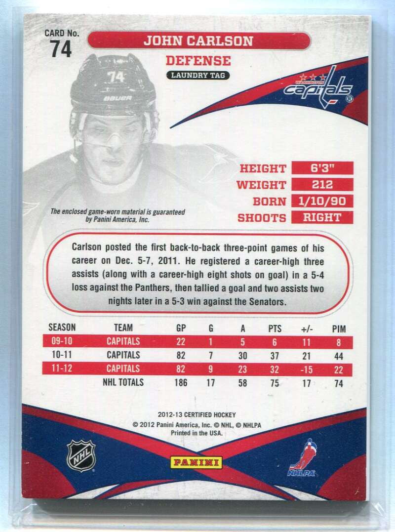 2012-13 Certified Mirror Ice Tag 74 John Carlson Canada Flag Tag Patch 1/1