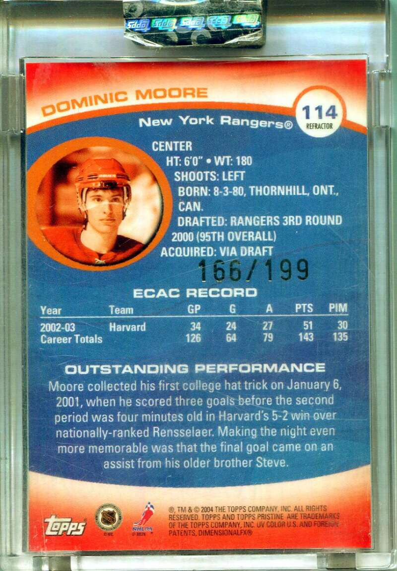 2003-04 Topps Pristine Refractor 114 Dominic Moore U Rookie 166/199 Uncommon