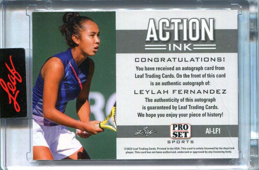 2022 Leaf Pro Set Action Ink ailf1 Leylah Fernandez Auto