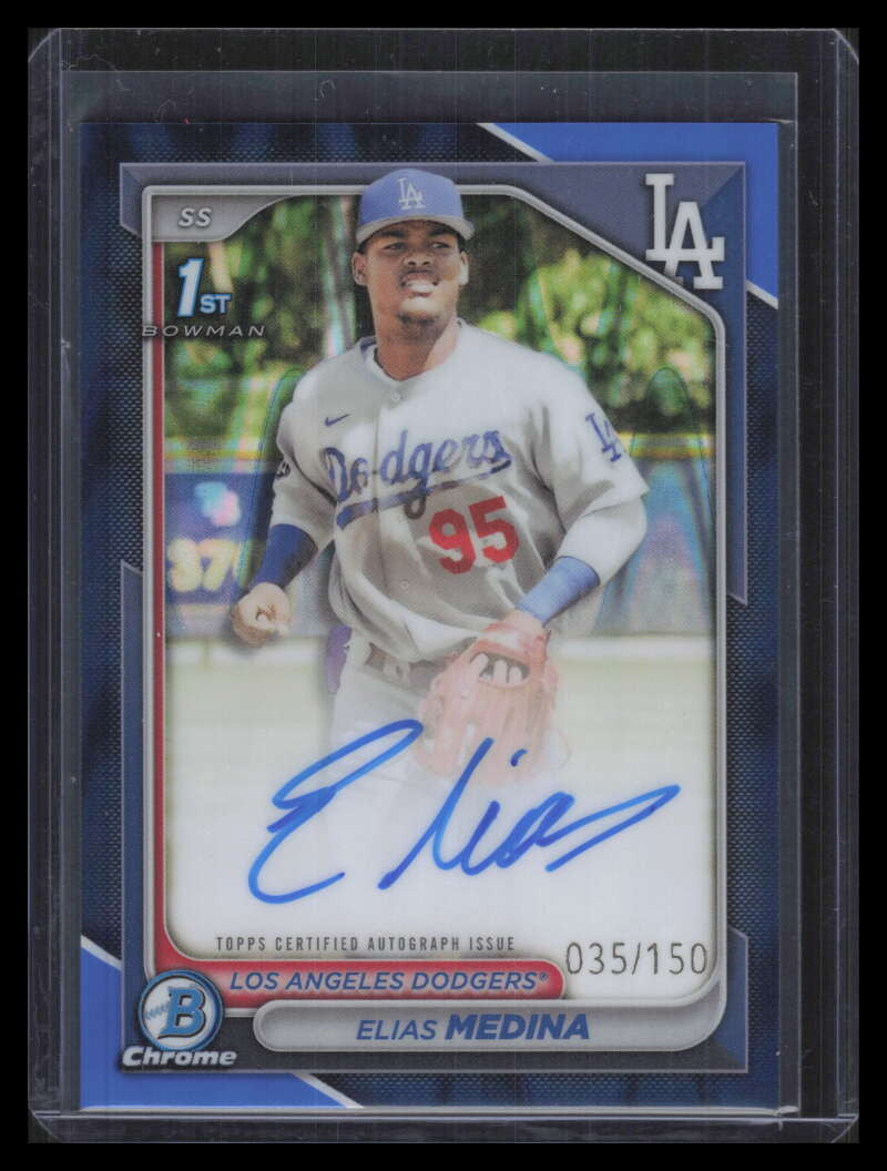 2024 Bowman Chrome Autographs Blue RayWave Refractor Elias Medina RC Auto 35/150