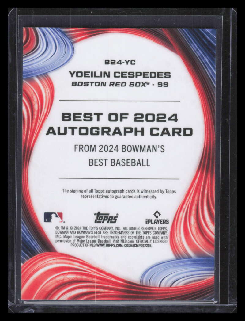 2024 Bowman's Best Autographs Orange X-Fractor Yoeilin Cespedes Rookie Auto 9/25