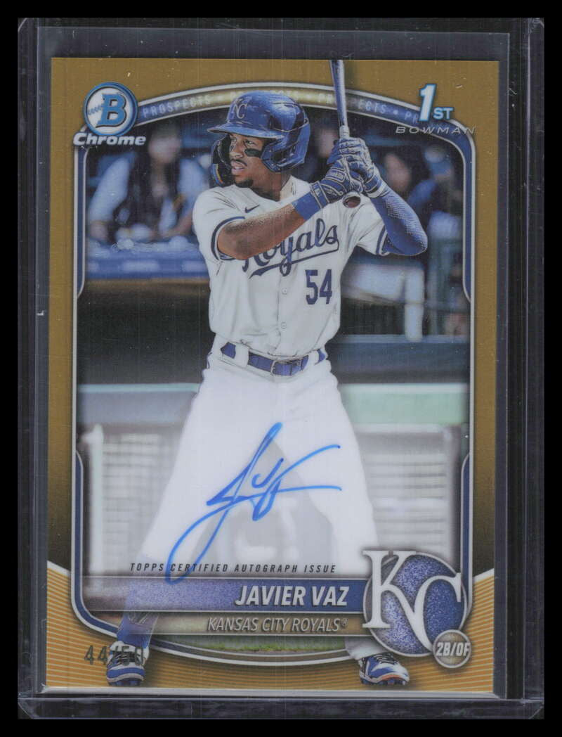 2025 Bowman Chrome Prospects Autographs Gold Refractor Javier Vaz RC Auto 44/50