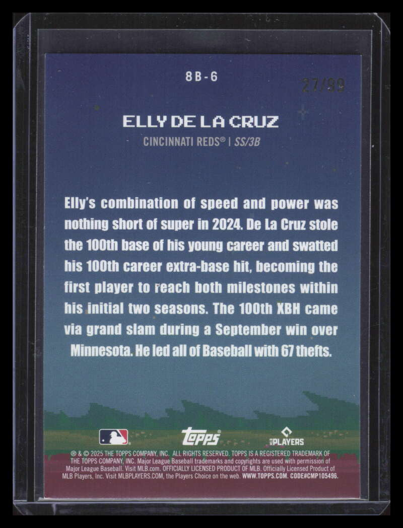 2025 Topps Celebration 8-Bit Ballers Green 8b6 Elly De La Cruz 27/99