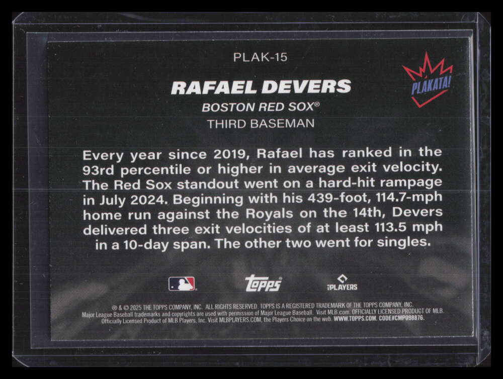 2025 Topps Plakata plak15 Rafael Devers