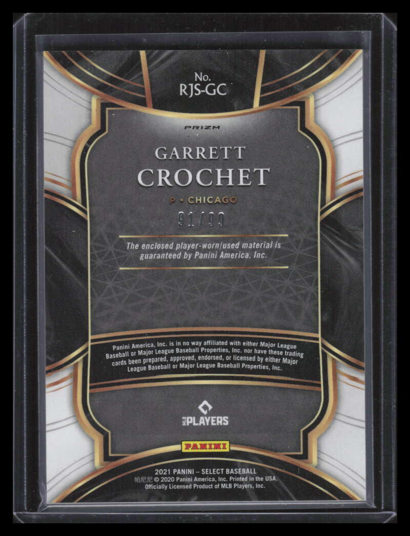 2021 Select Rookie Jumbo Swatch Tri-Color 31 Garrett Crochet Rookie Jersey 91/99
