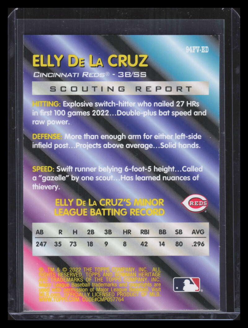 2022 Bowman Heritage Foil Variations 94fved Elly De La Cruz Rookie