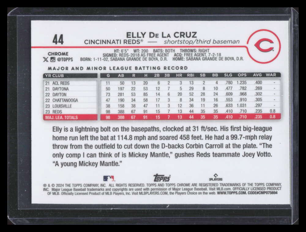 DELETE 166074 2024 Topps Chrome X-Fractor 44 Elly De La Cruz Rookie 152293
