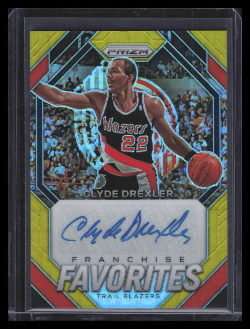 2023-24 Panini Prizm Franchise Favorites Signatures Gold Clyde Drexler Auto 2/5