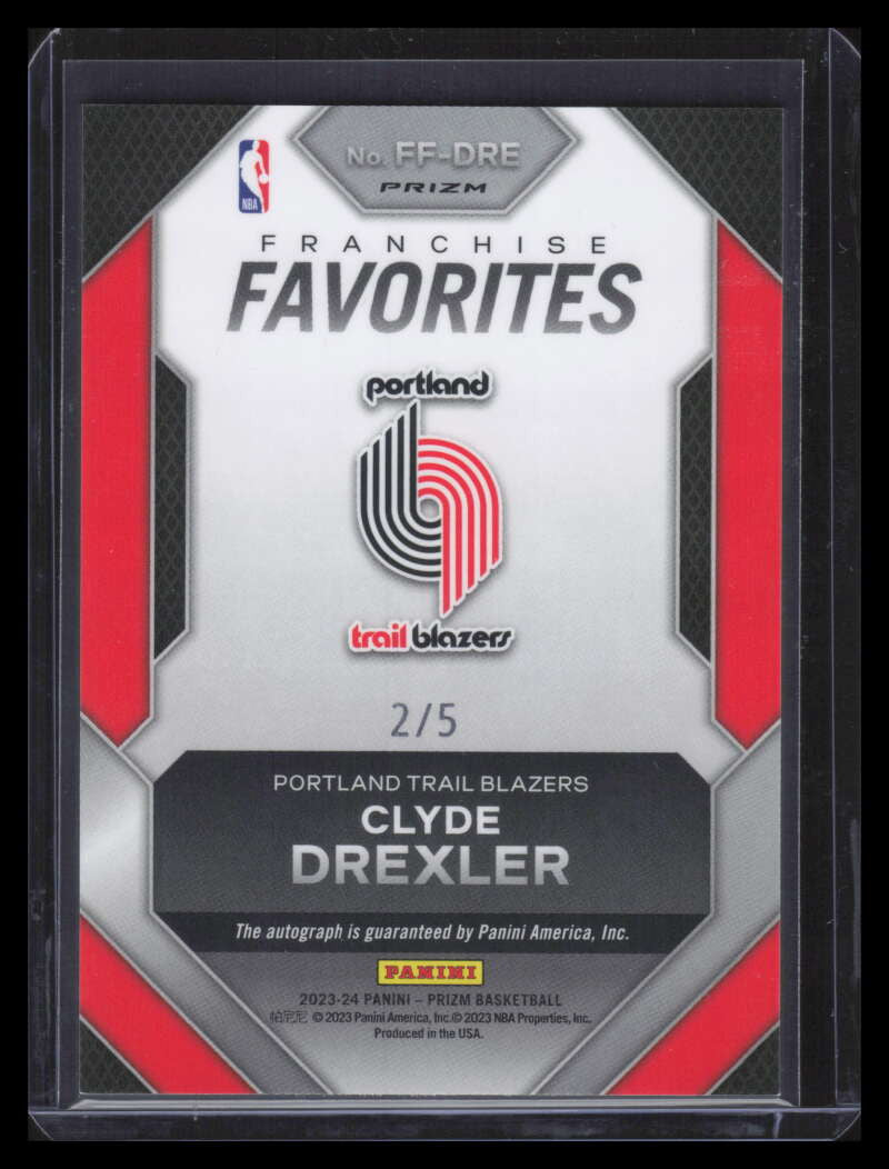 2023-24 Panini Prizm Franchise Favorites Signatures Gold Clyde Drexler Auto 2/5