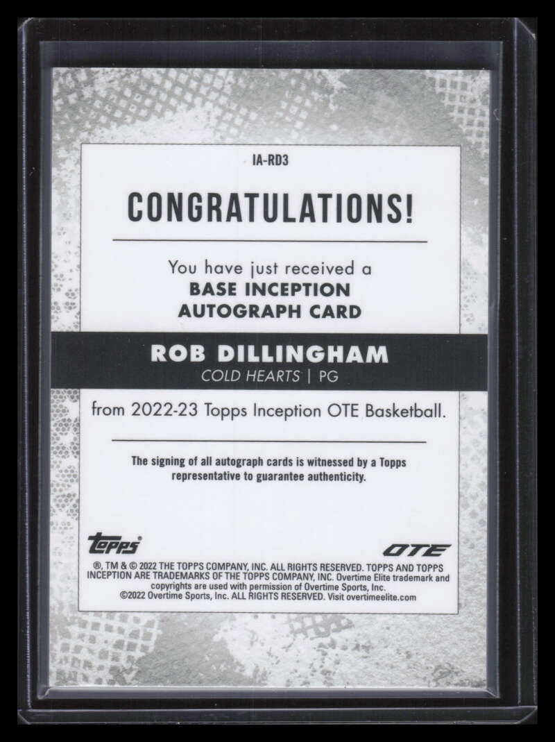2022-23 Topps Inception OTE Autographs Black iard3 Rob Dillingham RC Auto 1/1