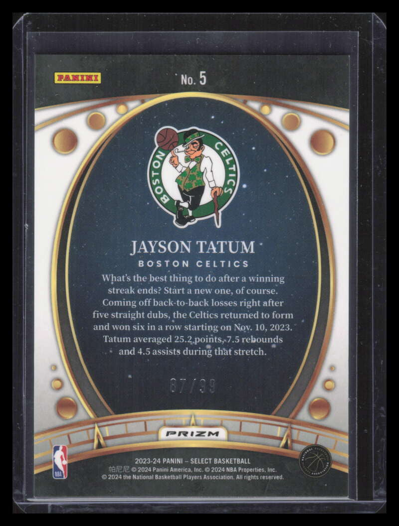2023-24 Select Lodestars Pink Cracked Ice Prizms Refractor 5 Jayson Tatum 87/99