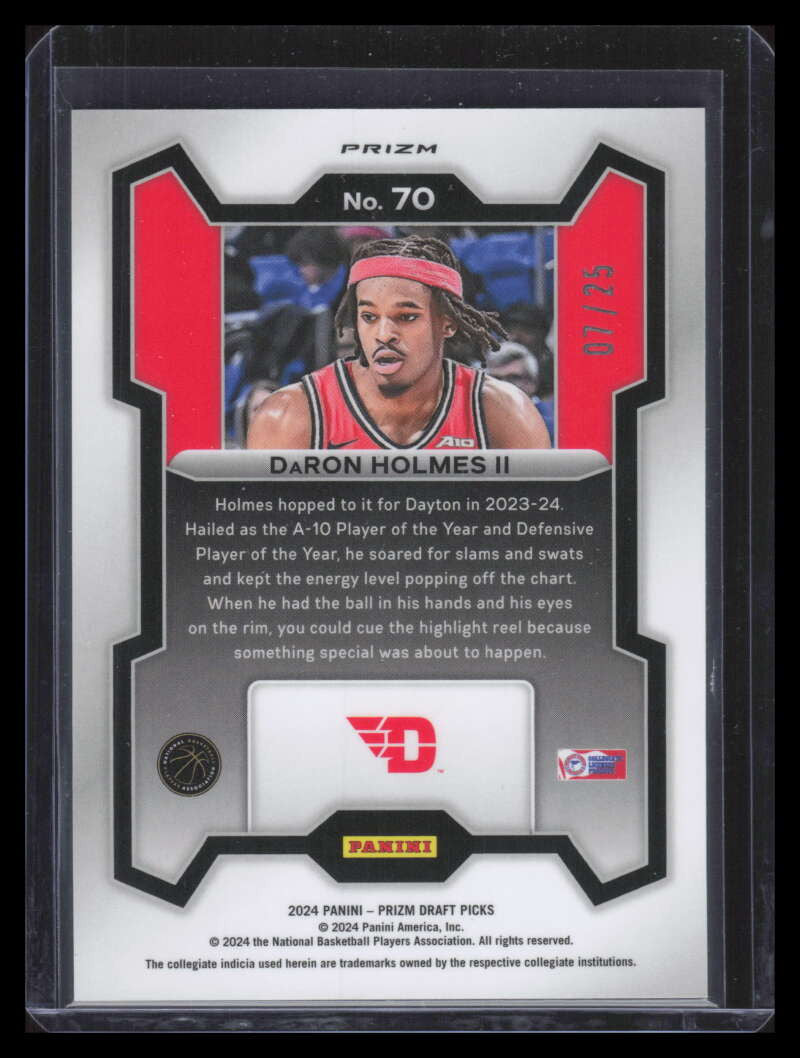 2024-25 Panini Prizm Draft Prizms Mojo Refractor 70 DaRon Holmes II Rookie 7/25
