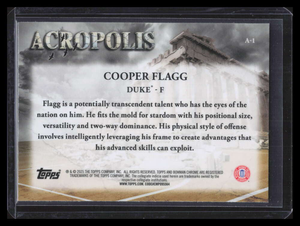 2024-25 Bowman Chrome University Acropolis a1 Cooper Flagg Rookie