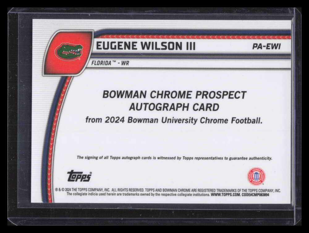 2024 Bowman Chrome University Prospect Autographs Eugene Wilson RC Auto F06156
