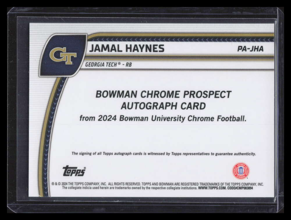 2024 Bowman Chrome U Prospect Autographs Stealth Refractor Jamal Haynes RC Auto