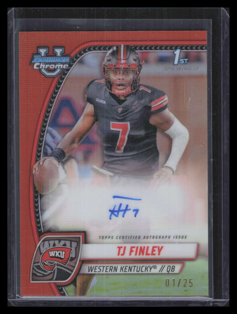 2024 Bowman Chrome University Autographs Orange Refractor TJ Finley RC Auto 1/25