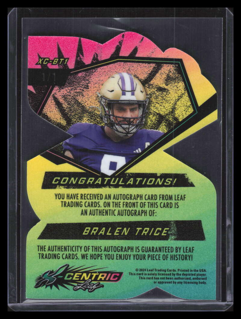 2024 Leaf Eclectic X-Centric Gold Super Prismatic Bralen Trice Rookie Auto 1/1