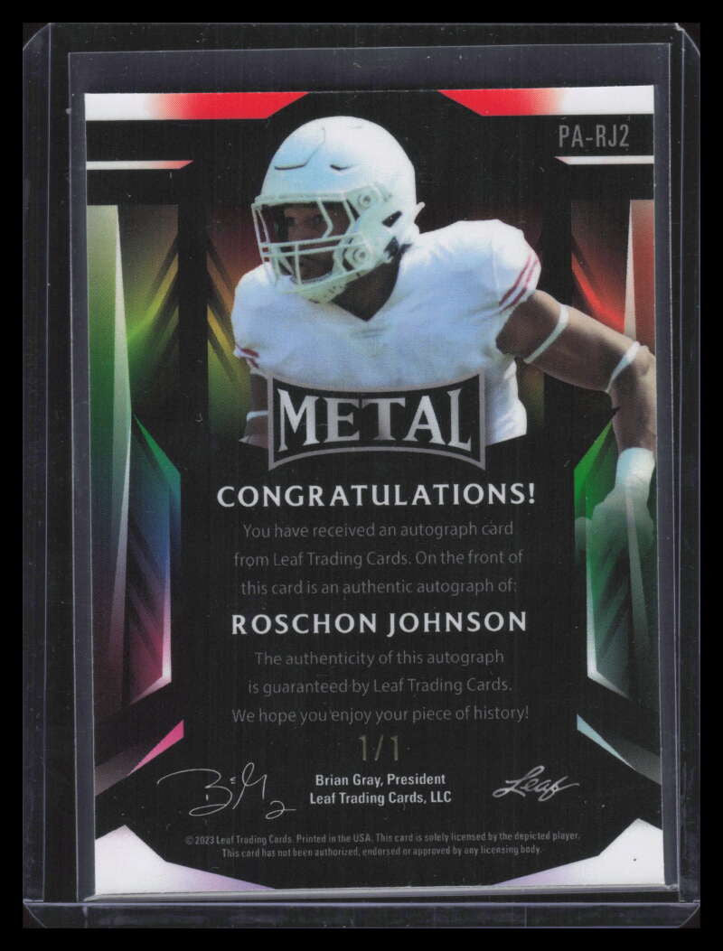 2023 Leaf Metal Portrait Autographs Wave White Roschon Johnson Rookie Auto 1/1