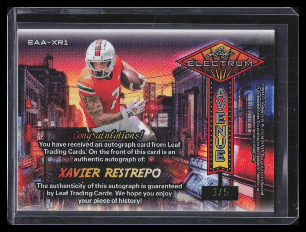 2024 Leaf Electrum Avenue Autographs Green Xavier Restrepo Rookie Auto 3/5