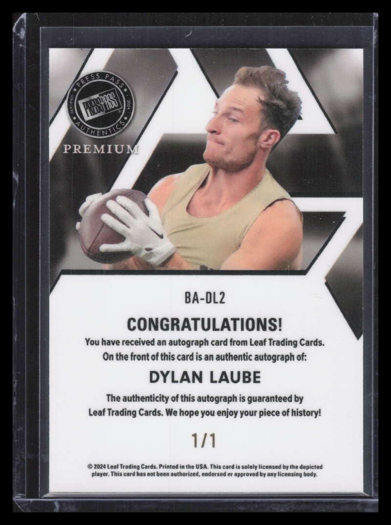 2024 Press Pass Premium Autographs Super Prismatic Gold Dylan Laube RC Auto 1/1