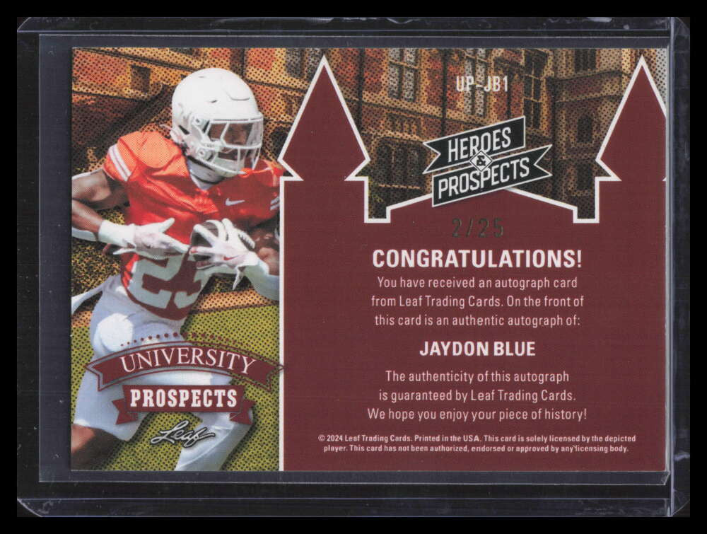 2024 Leaf Heroes and Prospects University Autographs Jaydon Blue RC Auto 2/25