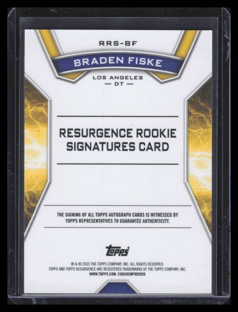 2024 Topps Resurgence Rookie Signatures Green Static Braden Fiske RC Auto 13/15