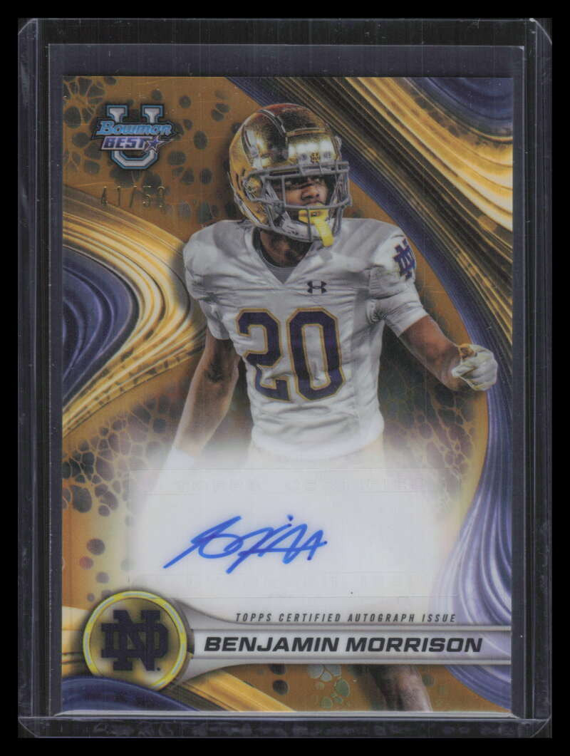 SOLD 166281 2024 Bowman's Best U Autographs Gold Refractor Benjamin Morrison RC Auto 41/50