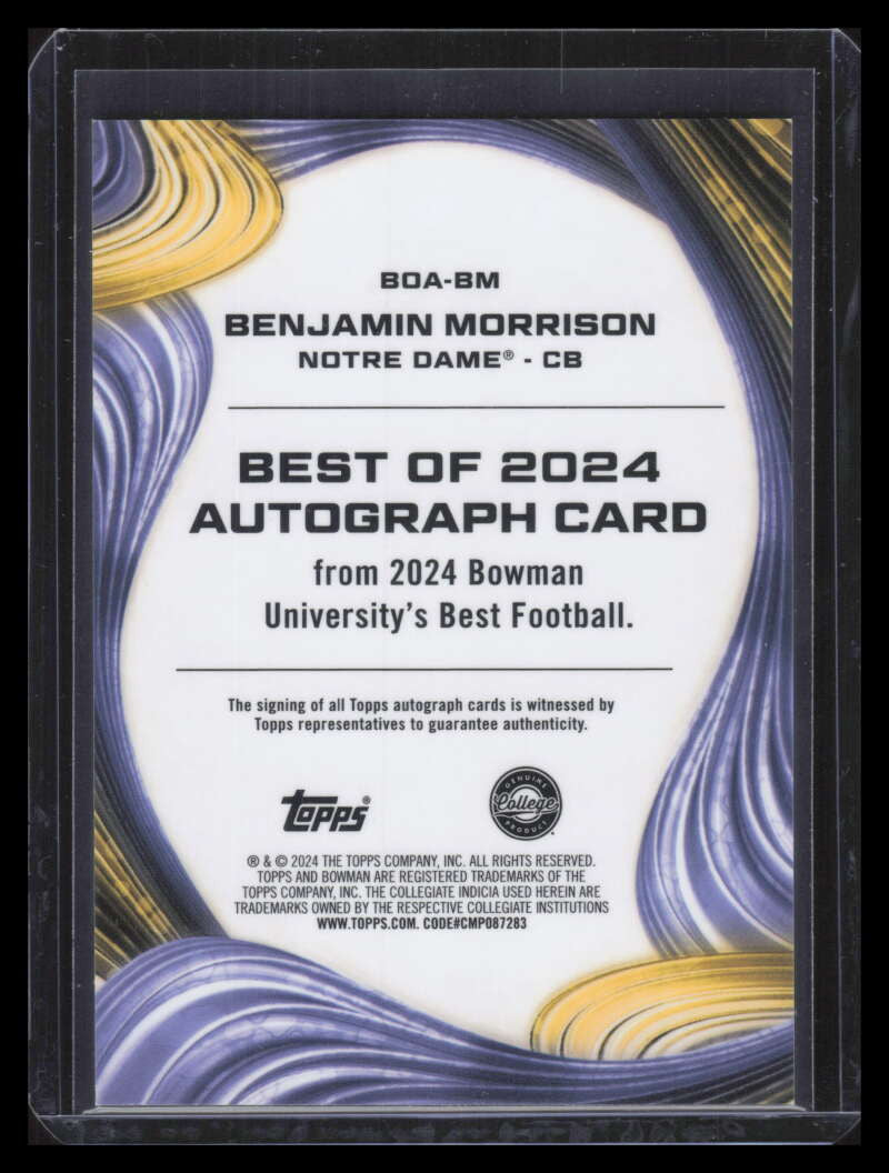 SOLD 166281 2024 Bowman's Best U Autographs Gold Refractor Benjamin Morrison RC Auto 41/50