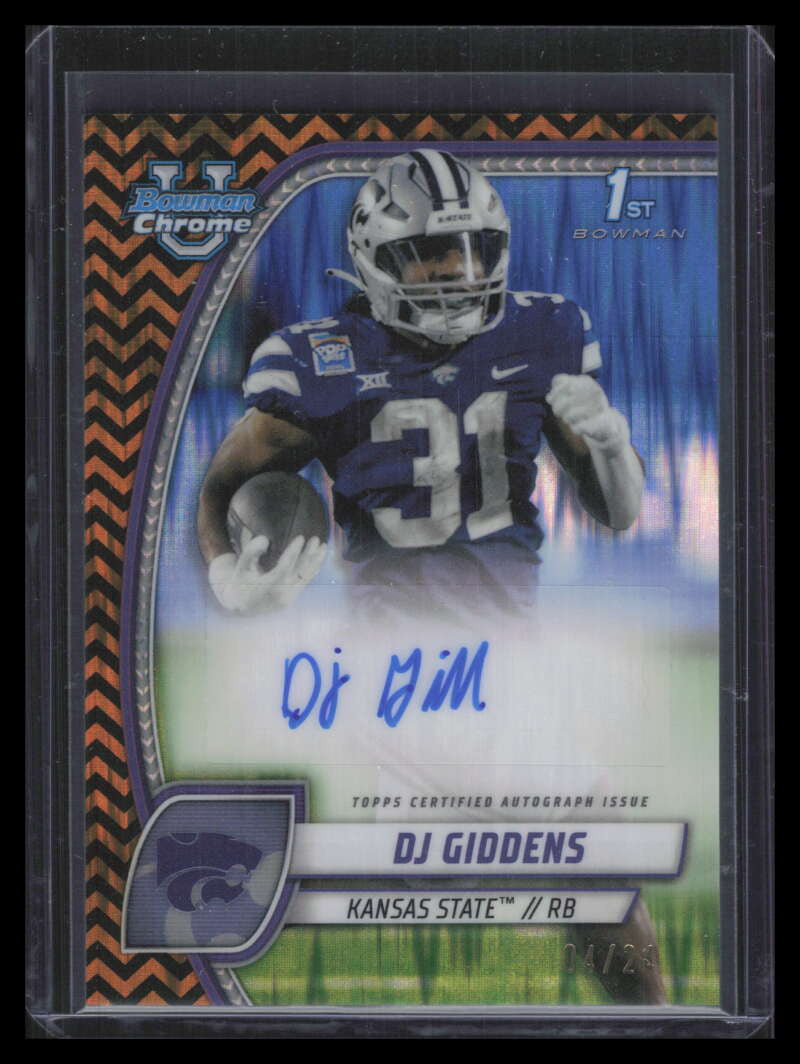 2024 Bowman Chrome U Autographs Black Gold Refractor DJ Giddens Rookie Auto 4/24