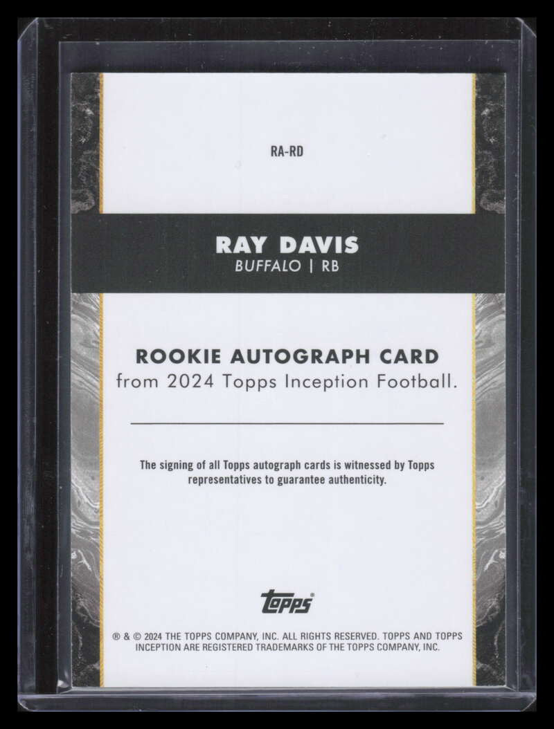 2024 Topps Inception Rookie Autographs RARD Ray Davis Rookie Auto