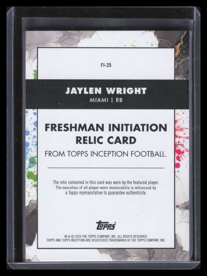 2024 Topps Inception Freshman Initiation Orange Jaylen Wright RC Patch 49/50