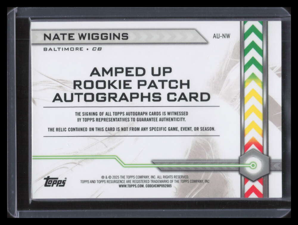 2024 Topps Resurgence Amped Up Rookie Autographs Nate Wiggins RC Jersey Auto