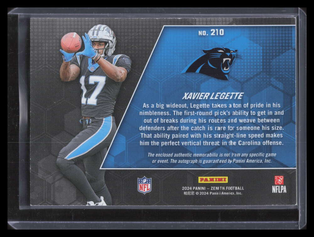 2024 Zenith 210 Xavier Legette Rookie Jersey Auto 200/399