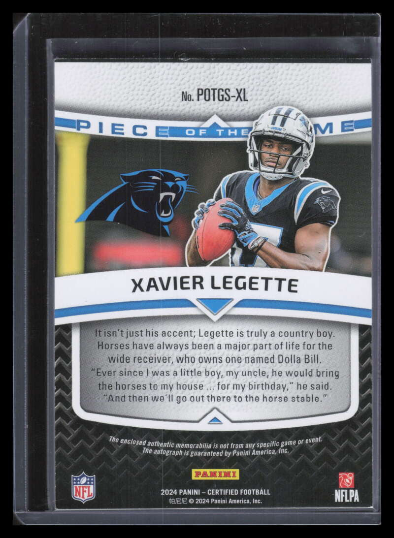 2024 Certified Piece of the Game Signature Teal Xavier Legette RC Patch Auto /50