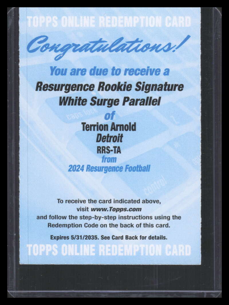 2024 Topps Resurgence Rookie Signatures White Surge Terrion Arnold RC Auto /125