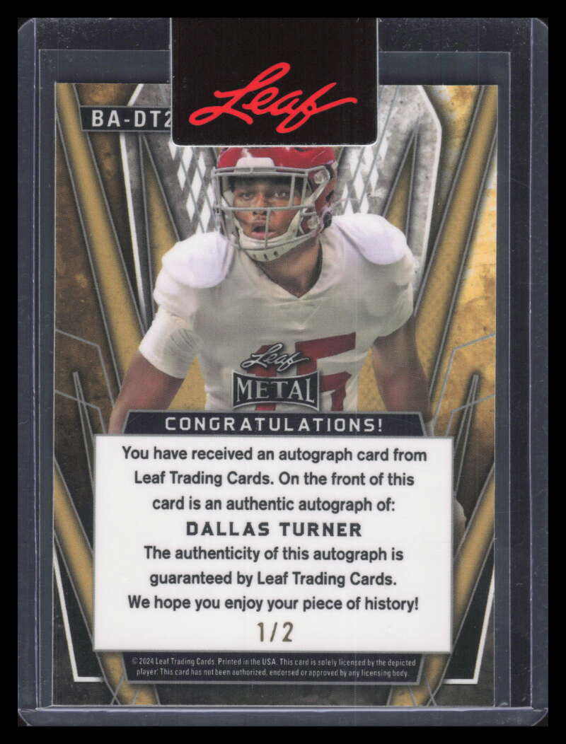 2024 Leaf Metal Autographs Earth Prismatic badt2 Dallas Turner Rookie Auto 1/2