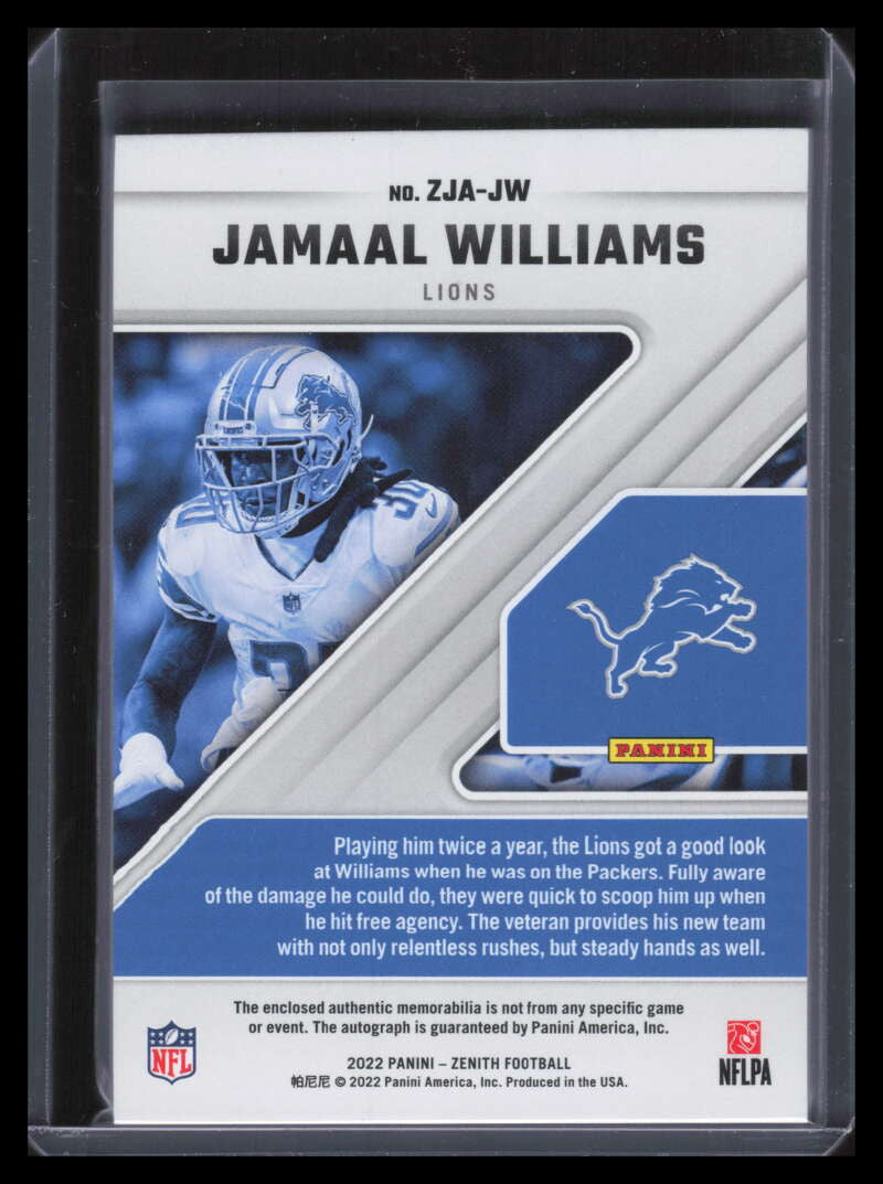 DELETE 166396 2022 Zenith Z-Jersey Autographs 14 Jamaal Williams Patch Auto 101/149