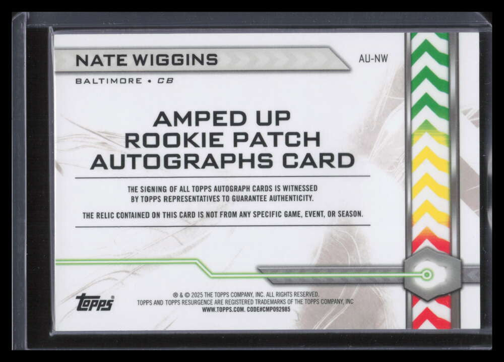 2024 Topps Resurgence Amped Up Autographs Blue Nate Wiggins RC Jersey Auto 93/99