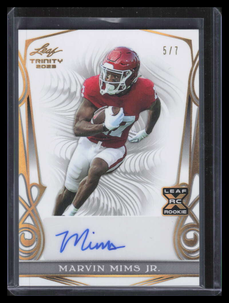 2023 Leaf Trinity Gold Spectrum bammj Marvin Mims Jr. Rookie Auto 5/7